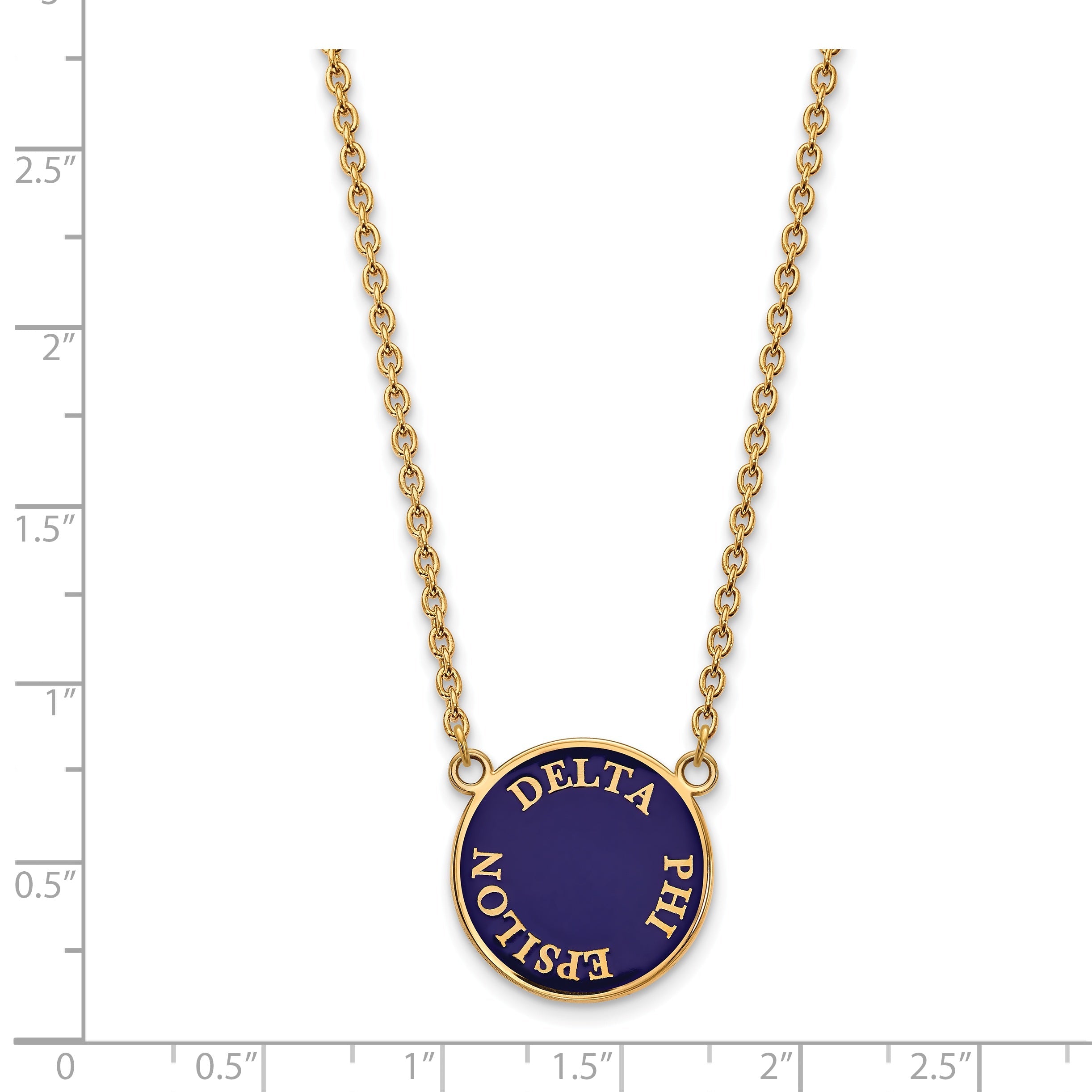 Gold Plated Sterling Silver Logoart Delta Phi Epsilon Sorority Text Large Color Enamel Pendant 18 Inch Necklace