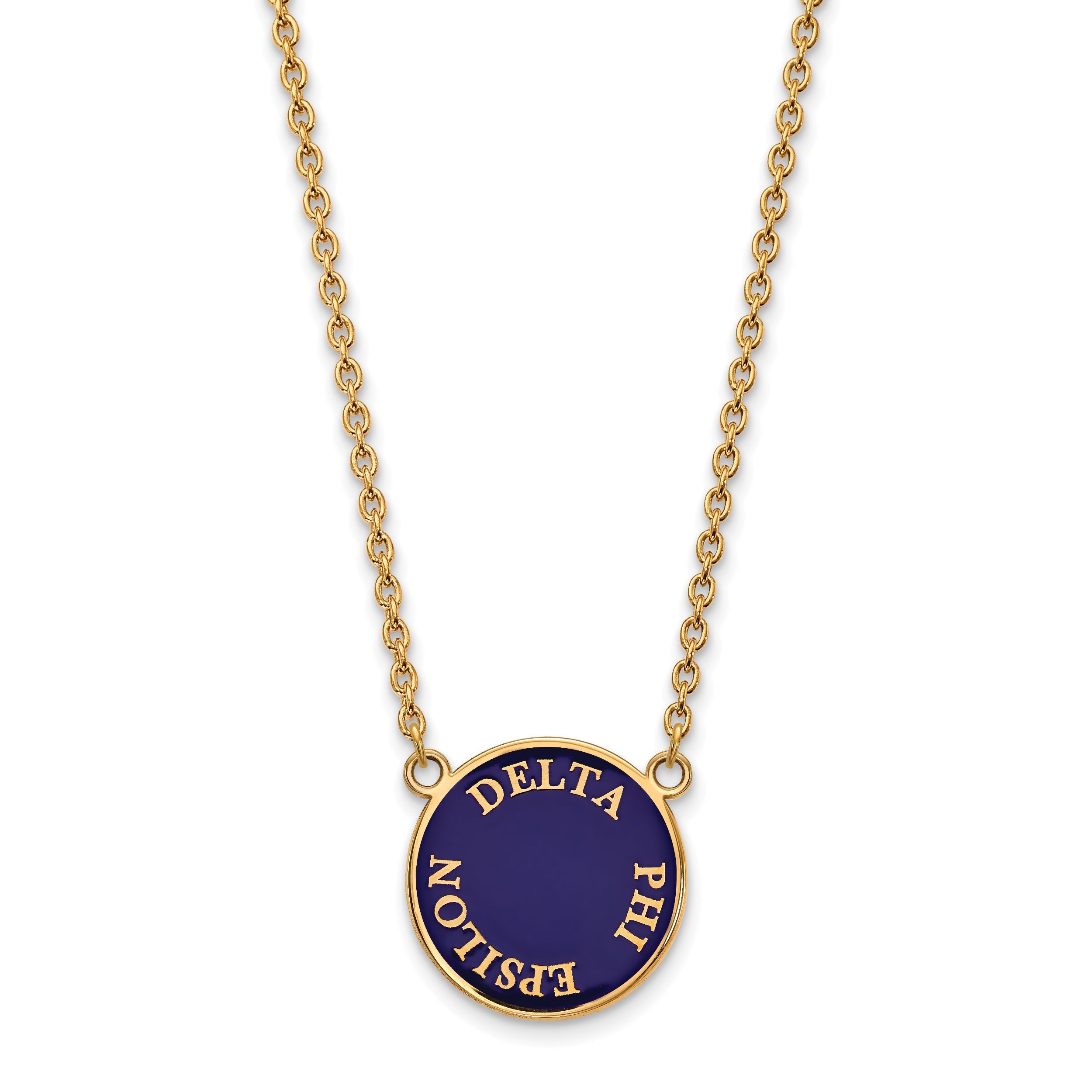 Gold Plated Sterling Silver Logoart Delta Phi Epsilon Sorority Text Large Color Enamel Pendant 18 Inch Necklace