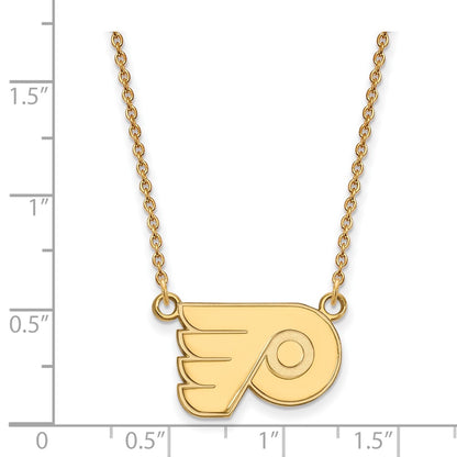 10K Yellow Gold Nhl Logoart Philadelphia Flyers Small Pendant 18 Inch Necklace