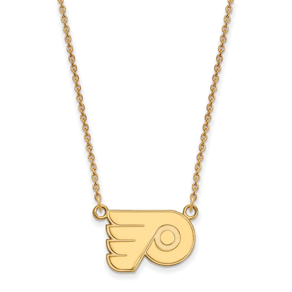 14K Yellow Gold Nhl Logoart Philadelphia Flyers Small Pendant 18 Inch Necklace