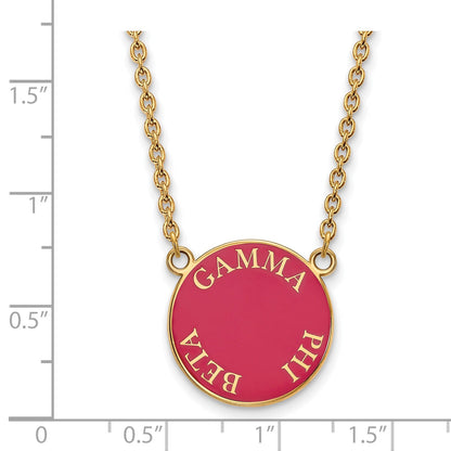 Gold Plated Sterling Silver Logoart Gamma Phi Beta Sorority Text Large Color Enamel Pendant 18 Inch Necklace