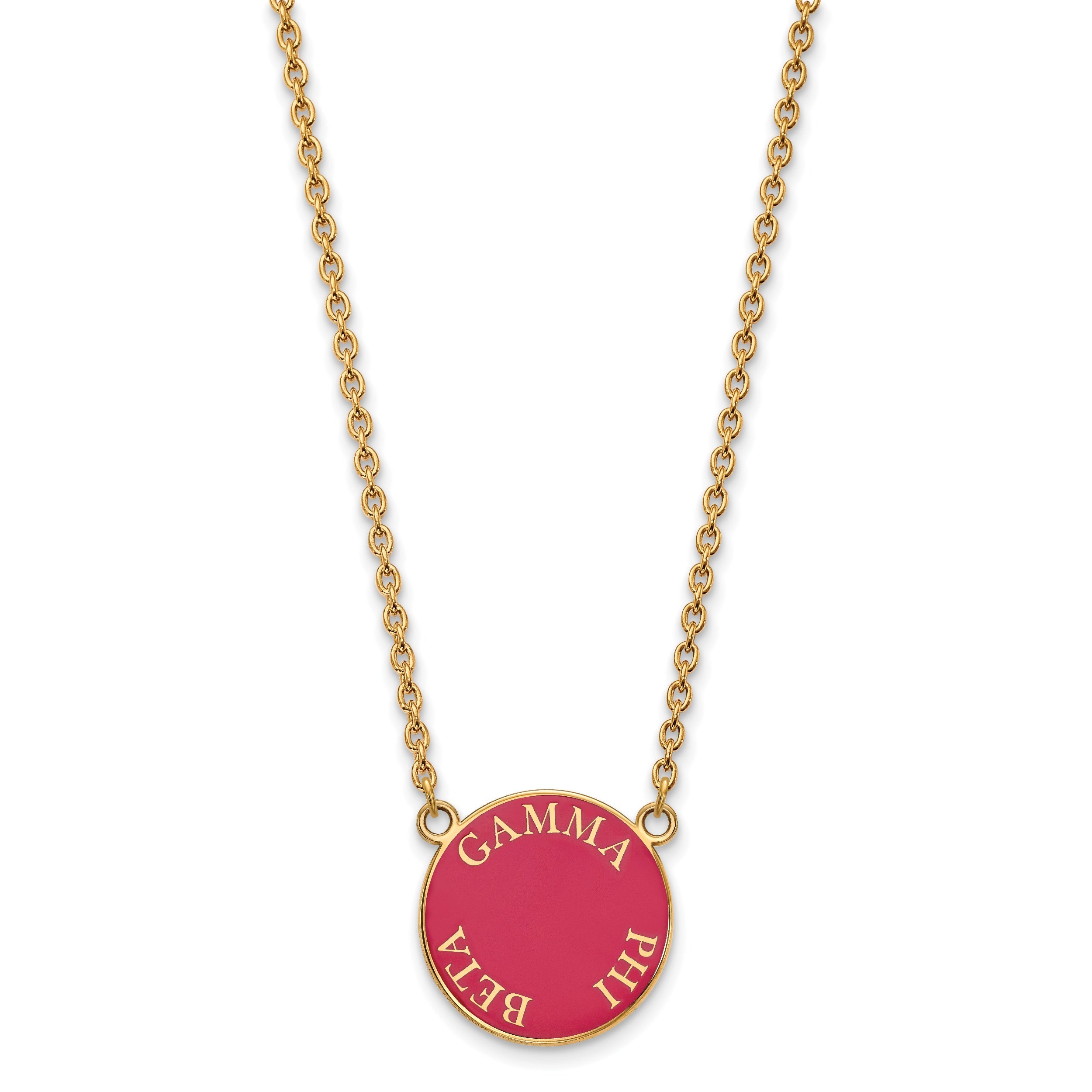 Gold Plated Sterling Silver Logoart Gamma Phi Beta Sorority Text Large Color Enamel Pendant 18 Inch Necklace