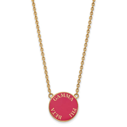 Gold Plated Sterling Silver Logoart Gamma Phi Beta Sorority Text Large Color Enamel Pendant 18 Inch Necklace