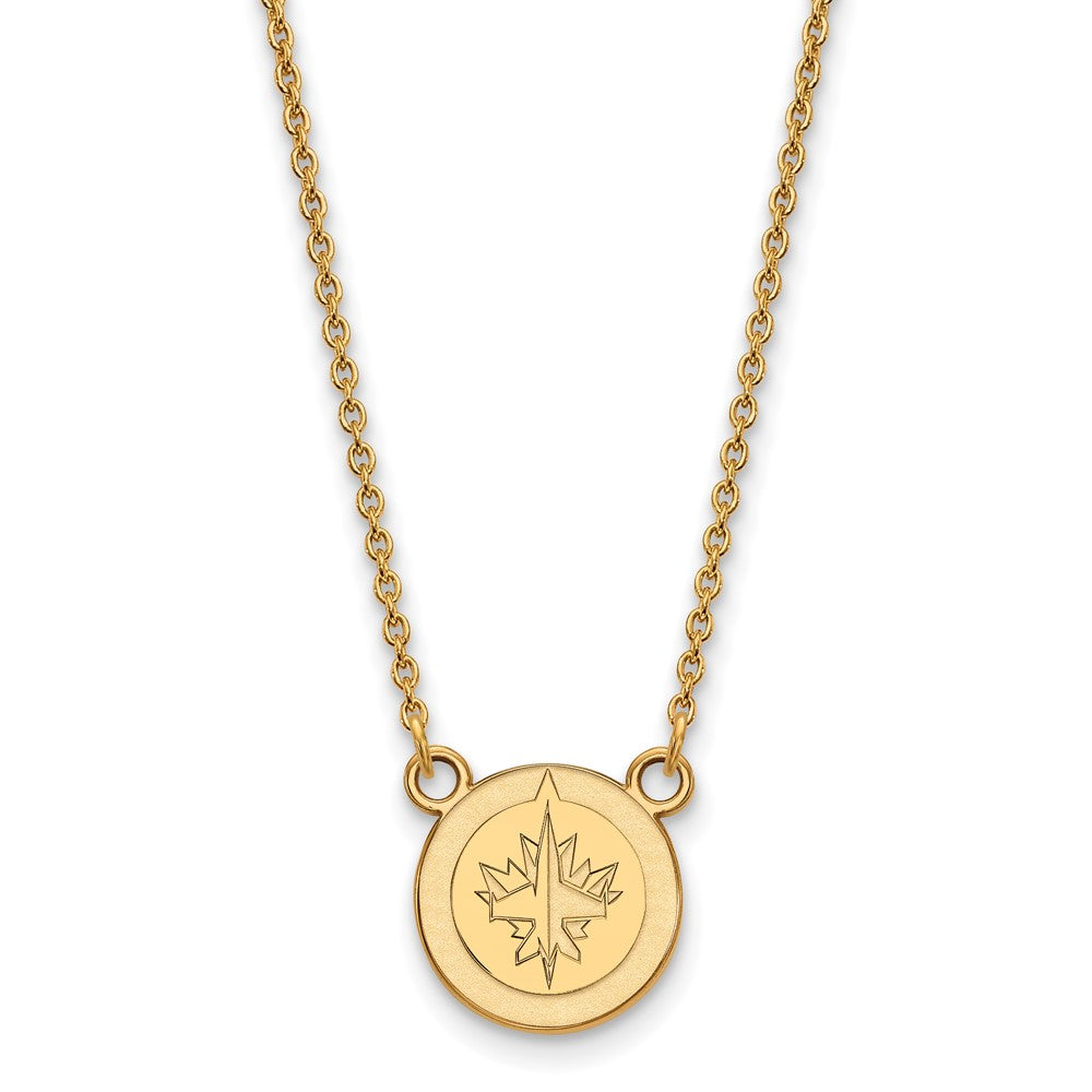 10K Yellow Gold Nhl Logoart Winnipeg Jets Small Pendant 18 Inch Necklace