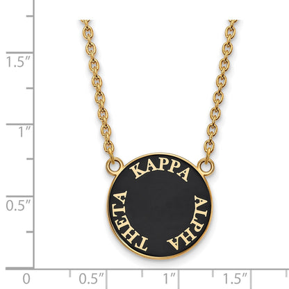 Gold Plated Sterling Silver Logoart Kappa Alpha Theta Sorority Text Large Color Enamel Pendant 18 Inch Necklace