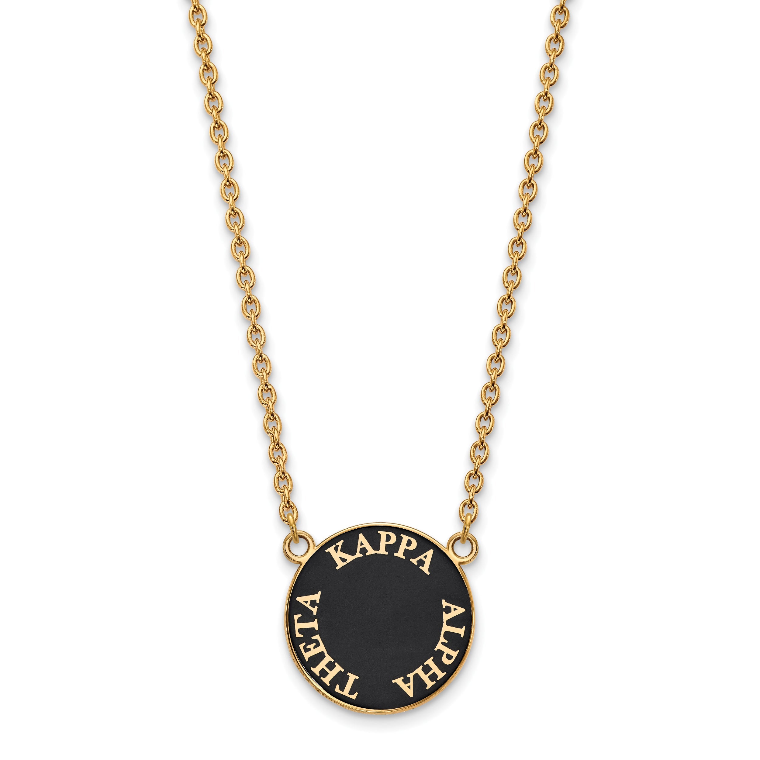 Gold Plated Sterling Silver Logoart Kappa Alpha Theta Sorority Text Large Color Enamel Pendant 18 Inch Necklace