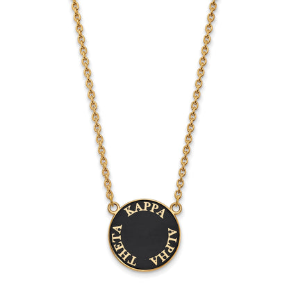 Gold Plated Sterling Silver Logoart Kappa Alpha Theta Sorority Text Large Color Enamel Pendant 18 Inch Necklace