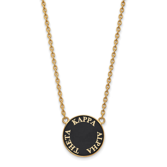 Gold Plated Sterling Silver Logoart Kappa Alpha Theta Sorority Text Large Color Enamel Pendant 18 Inch Necklace