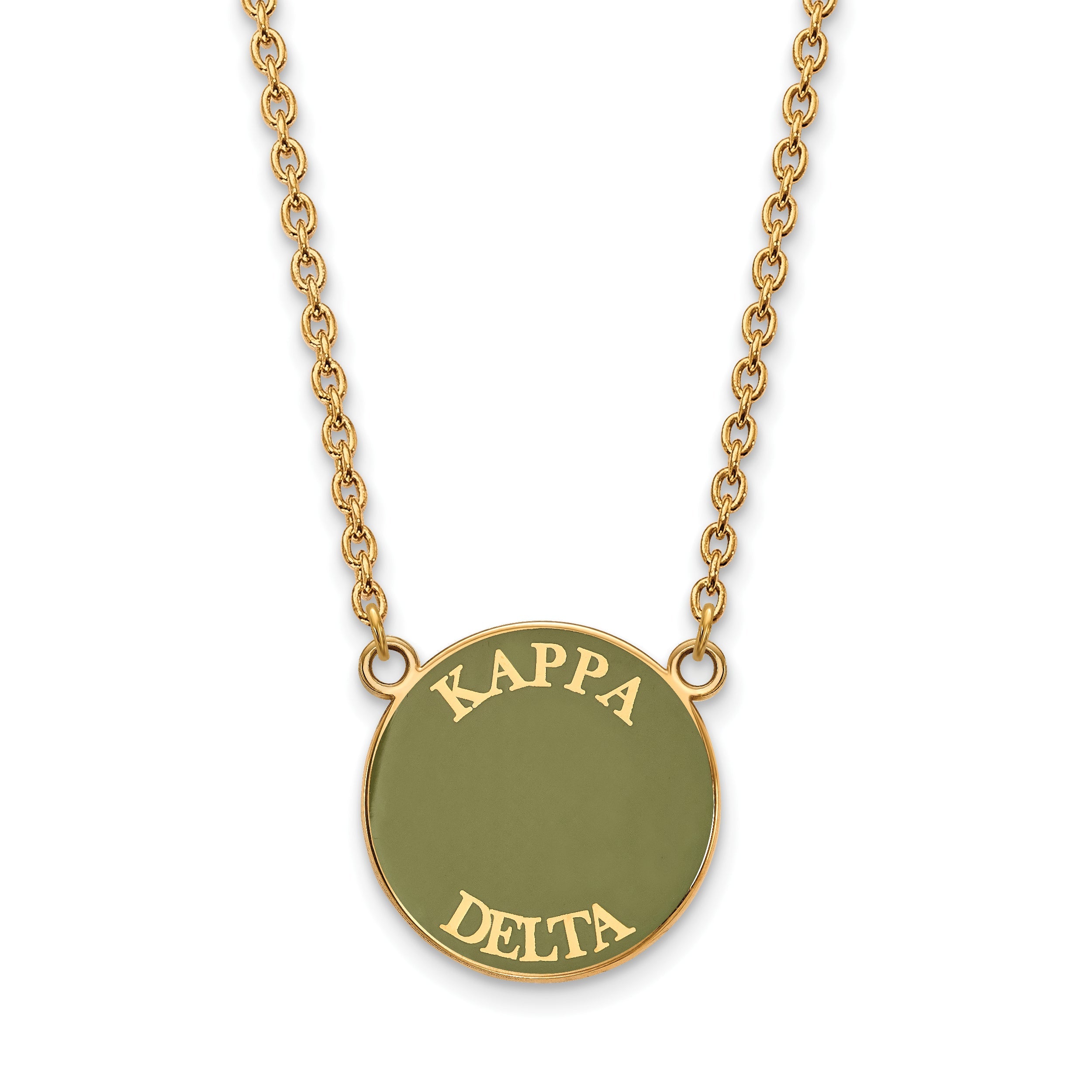 Gold Plated Sterling Silver Logoart Kappa Delta Sorority Text Large Color Enamel Pendant 18 Inch Necklace