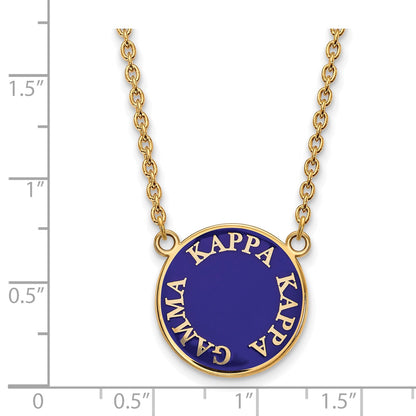 Gold Plated Sterling Silver Logoart Kappa Gamma Sorority Text Large Color Enamel Pendant 18 Inch Necklace