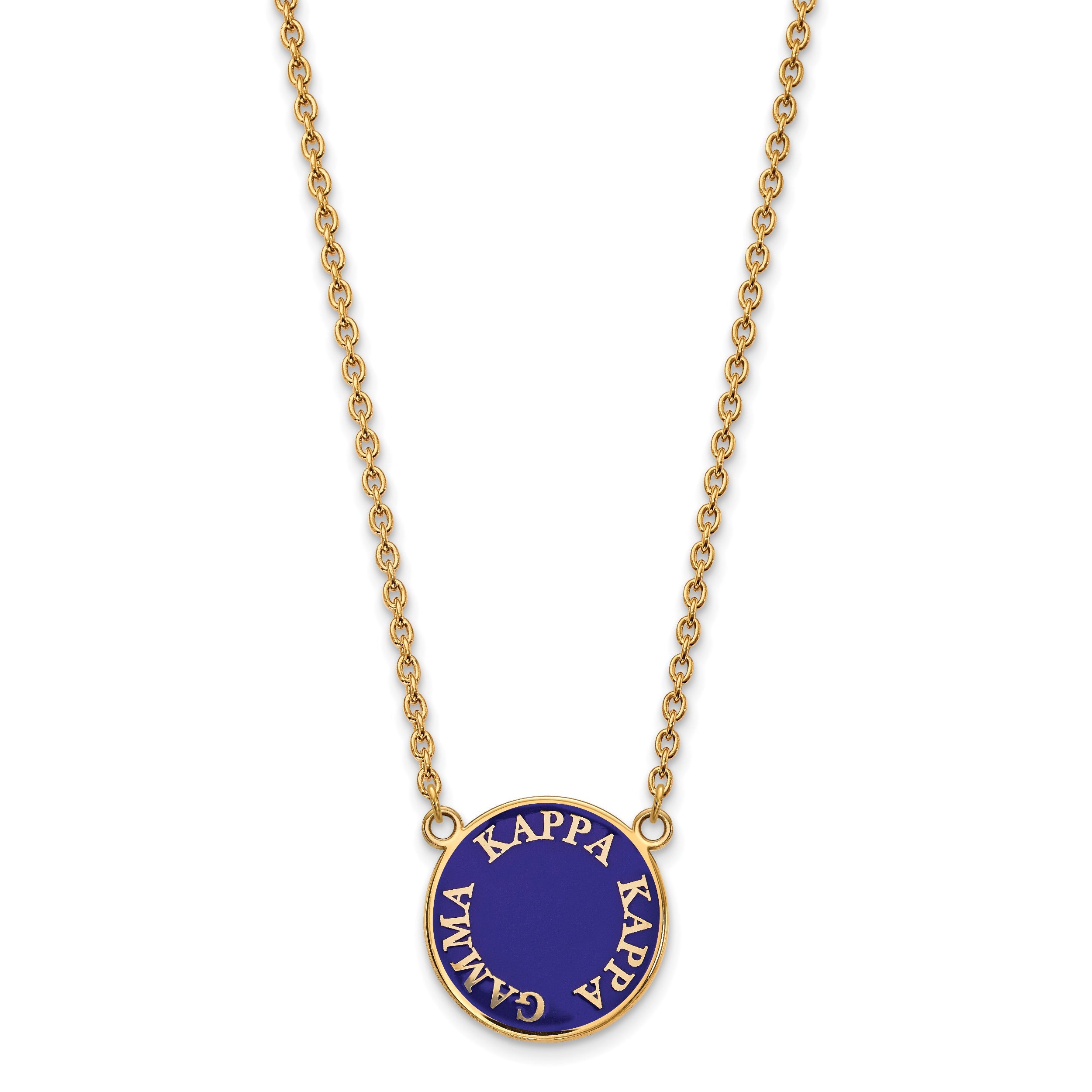 Gold Plated Sterling Silver Logoart Kappa Gamma Sorority Text Large Color Enamel Pendant 18 Inch Necklace
