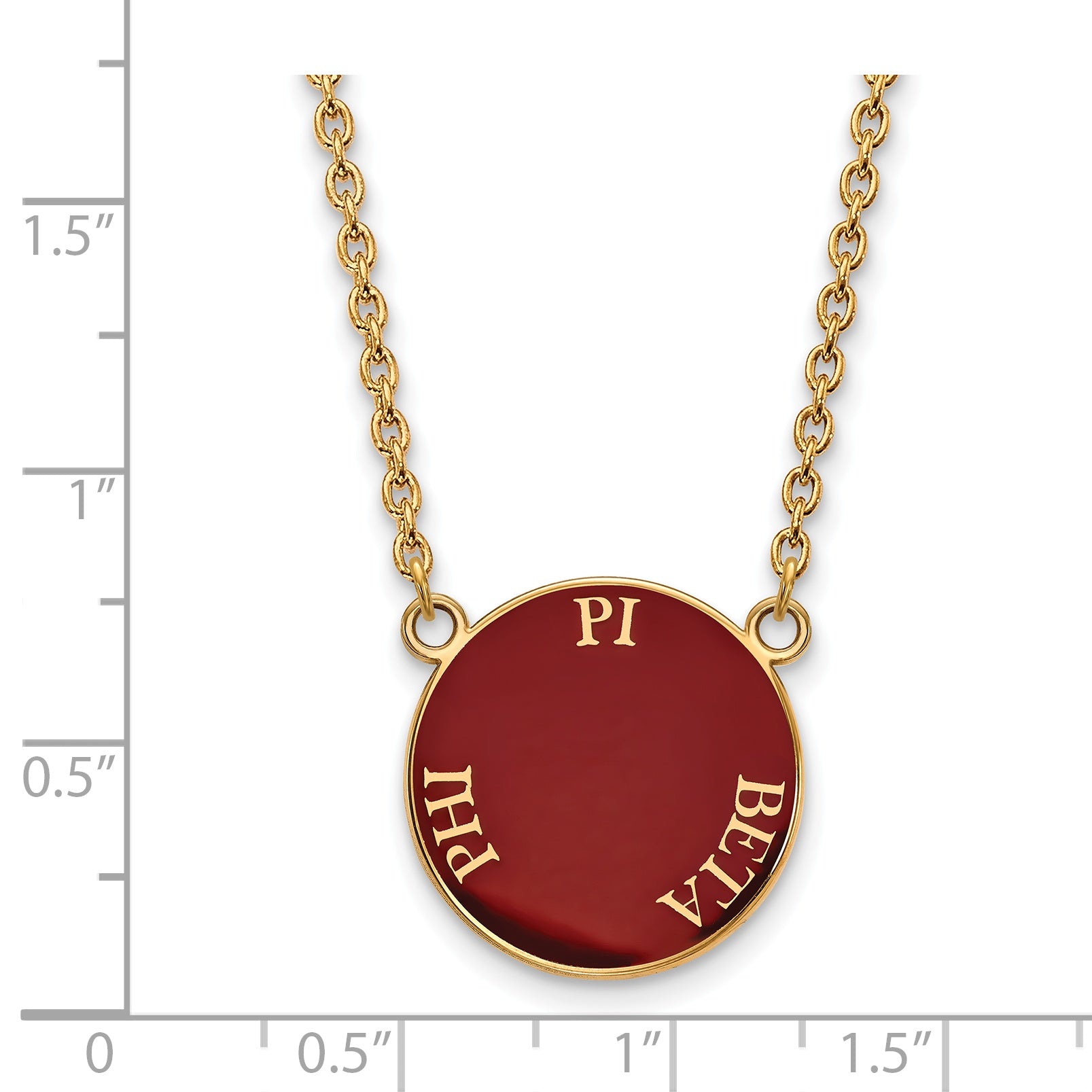 Gold Plated Sterling Silver Logoart Pi Beta Phi Sorority Text Large Color Enamel Pendant 18 Inch Necklace