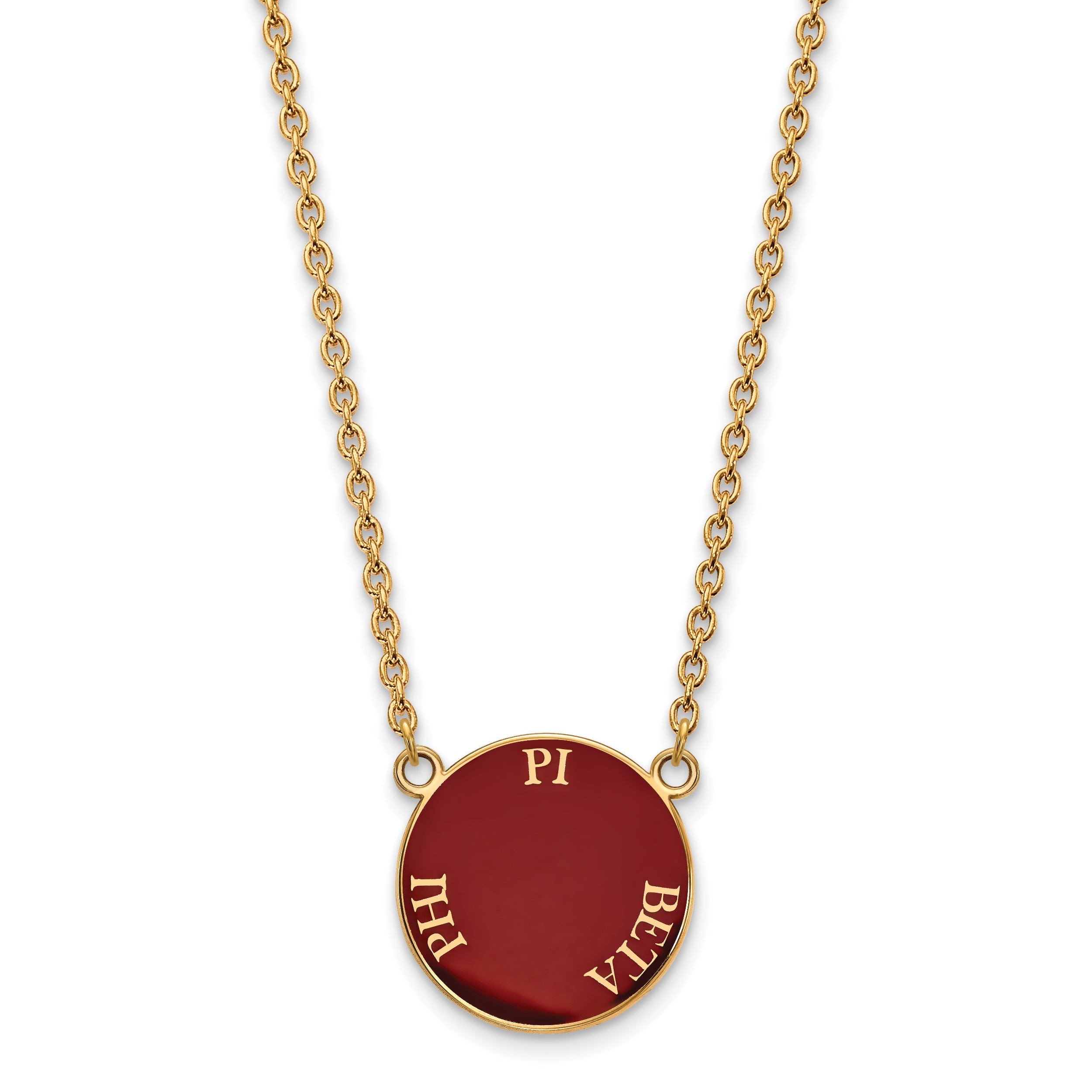 Gold Plated Sterling Silver Logoart Pi Beta Phi Sorority Text Large Color Enamel Pendant 18 Inch Necklace