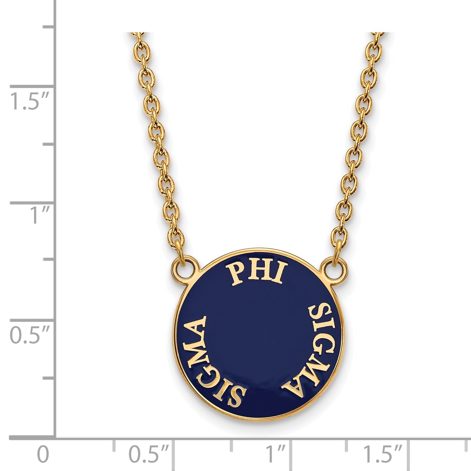 Gold Plated Sterling Silver Logoart Phi Sigma Sorority Text Large Color Enamel Pendant 18 Inch Necklace