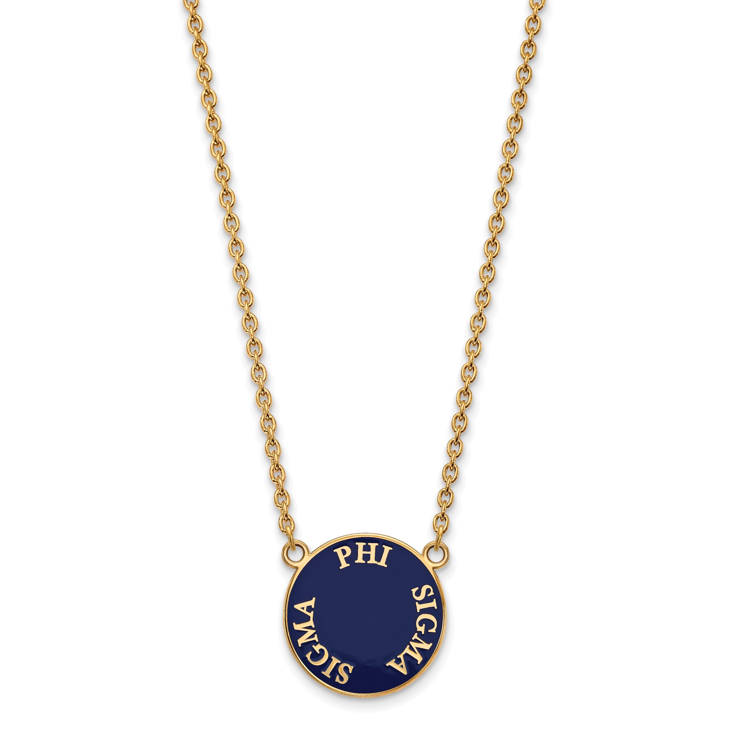 Gold Plated Sterling Silver Logoart Phi Sigma Sorority Text Large Color Enamel Pendant 18 Inch Necklace