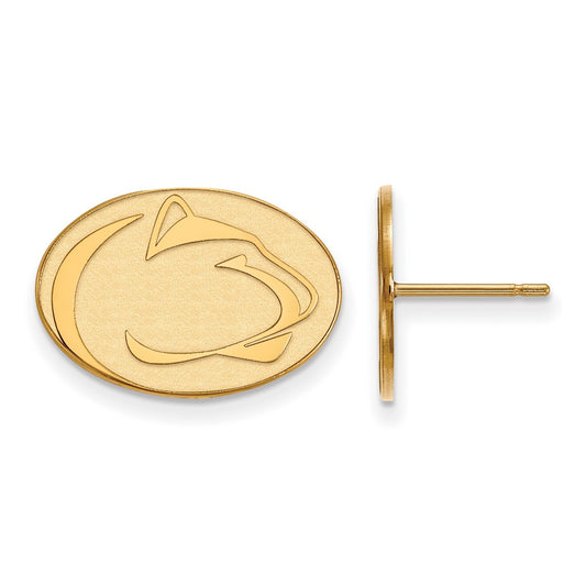 Gold Plated Sterling Silver Logoart Penn State University Lion Small Post Earrings