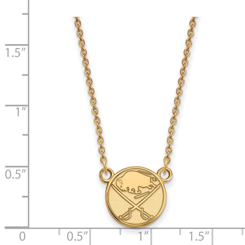 14K Yellow Gold Nhl Logoart Buffalo Sabres Small Pendant 18 Inch Necklace