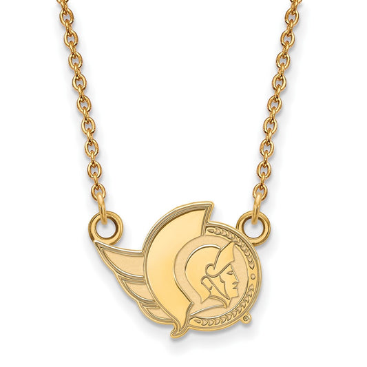 10K Yellow Gold Nhl Logoart Ottawa Senators Small Pendant 18 Inch Necklace