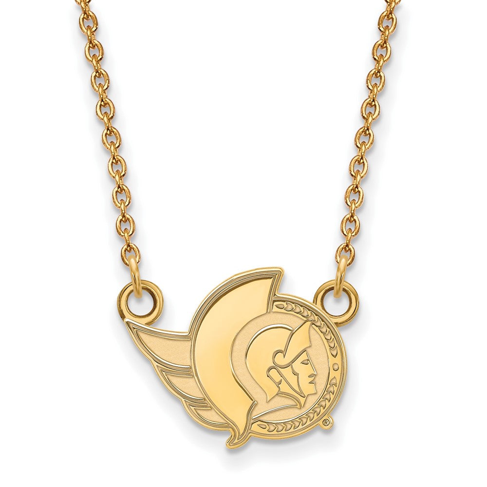 Gold Plated Sterling Silver Nhl Logoart Ottawa Senators Small Pendant 18 Inch Necklace