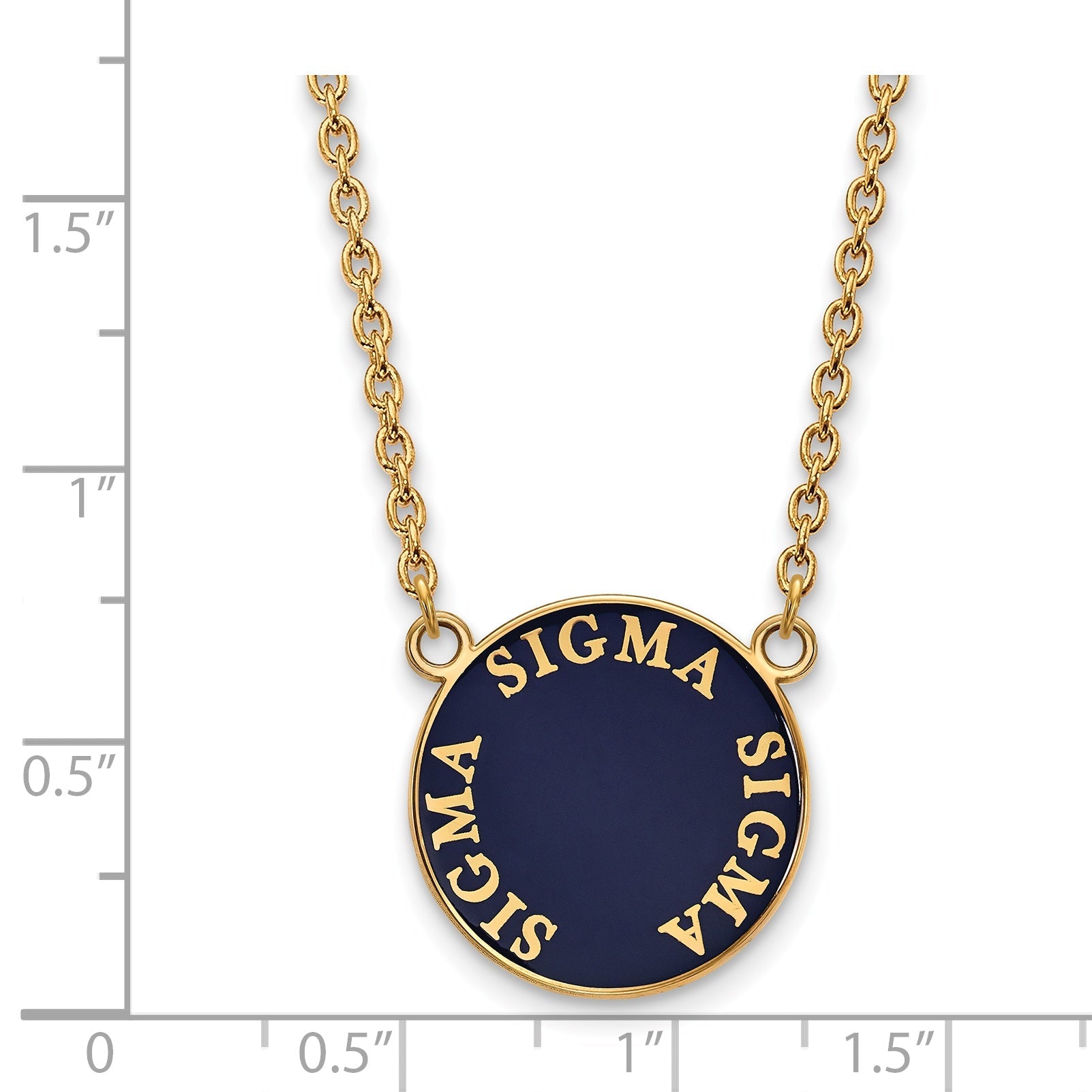 Gold Plated Sterling Silver Logoart Sigma Sorority Text Large Color Enamel Pendant 18 Inch Necklace
