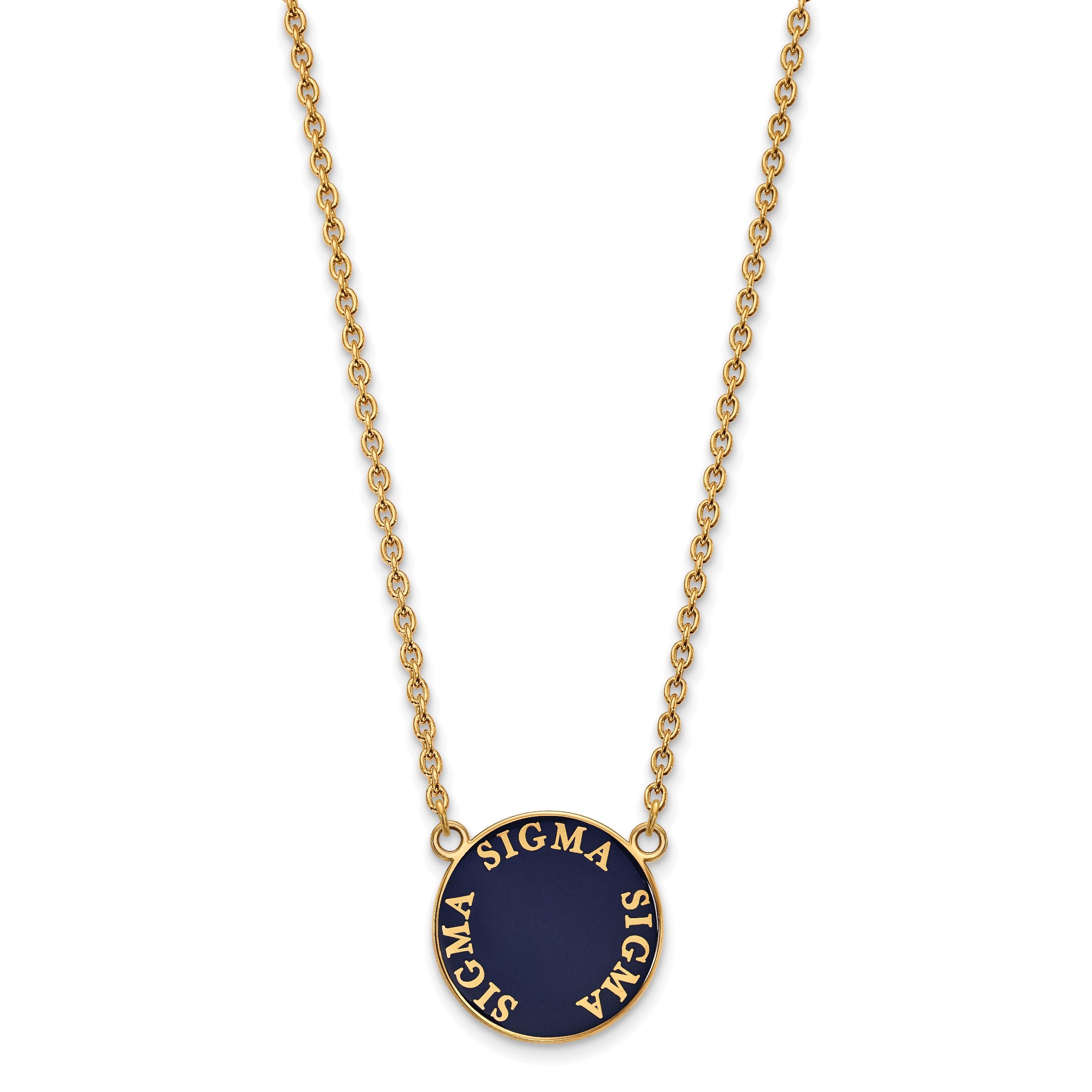 Gold Plated Sterling Silver Logoart Sigma Sorority Text Large Color Enamel Pendant 18 Inch Necklace