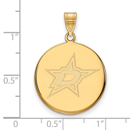 Gold Plated Sterling Silver Nhl Logoart Dallas Stars Large Disc Pendant
