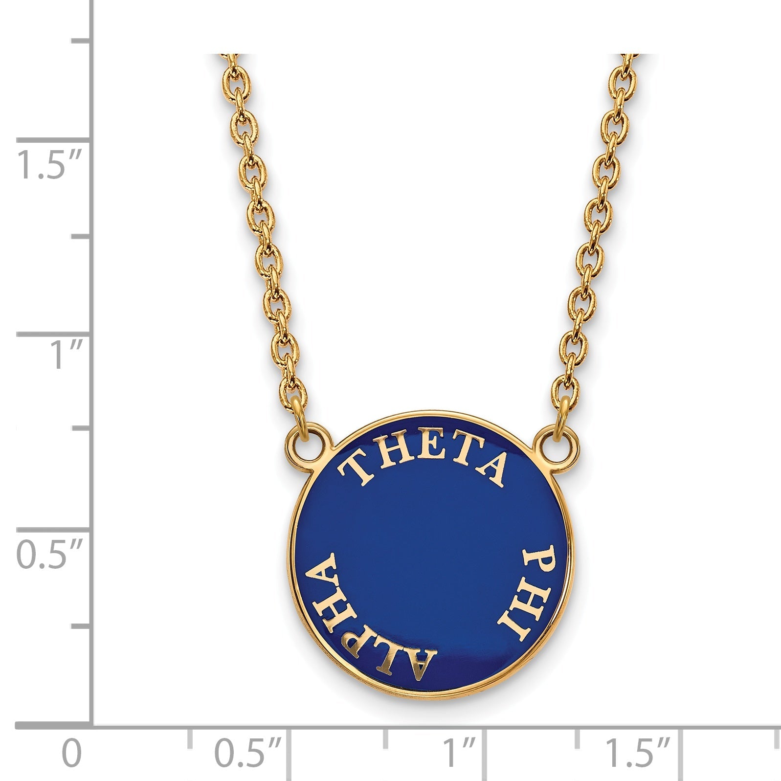 Gold Plated Sterling Silver Logoart Theta Phi Alpha Sorority Text Large Color Enamel Pendant 18 Inch Necklace