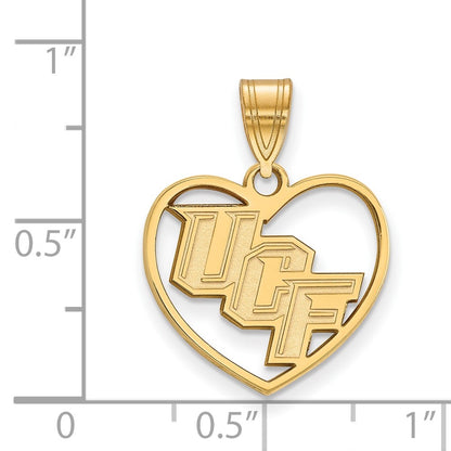 Gold Plated Sterling Silver Logoart University Of Central Florida U C F Heart Pendant