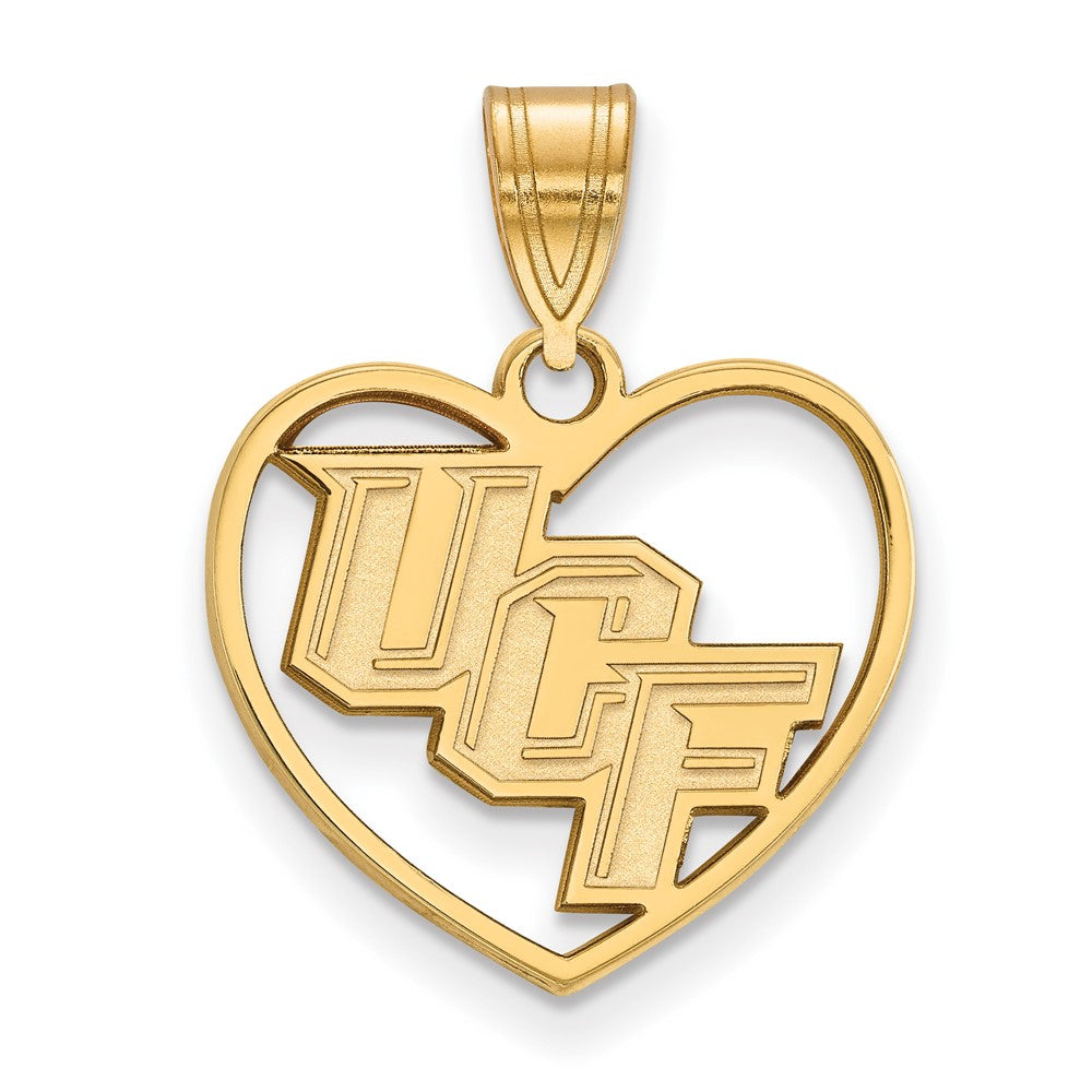Gold Plated Sterling Silver Logoart University Of Central Florida U C F Heart Pendant