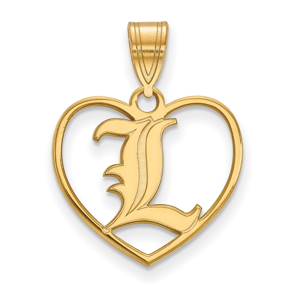 Gold Plated Sterling Silver Logoart University Of Louisville Letter L Heart Pendant