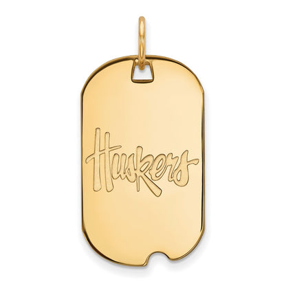 10K Yellow Gold Logoart University Of Nebraska Huskers Small Dog Tag Pendant