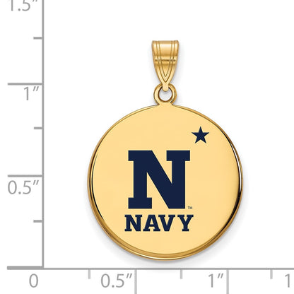 Gold Plated Sterling Silver Logoart Us Naval Academy Large Enameled Disc Pendant