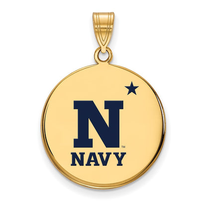 Gold Plated Sterling Silver Logoart Us Naval Academy Large Enameled Disc Pendant