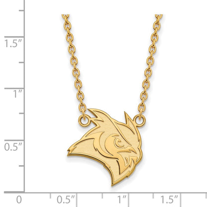 10K Yellow Gold Logoart Rice University Owl Large Pendant 18 Inch Necklace