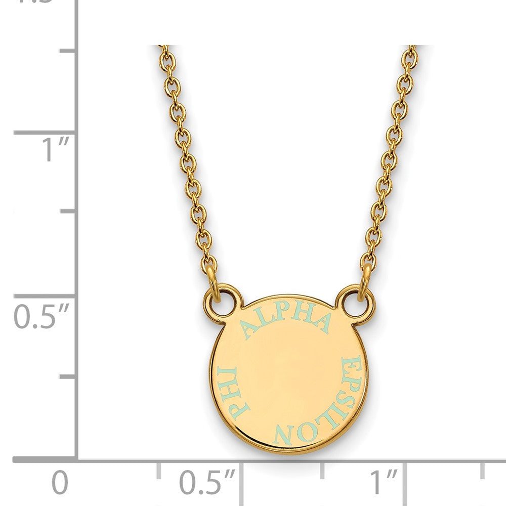 Gold Plated Sterling Silver Logoart Alpha Epsilon Phi Extra Sorority Text Small Color Enamel Pendant 18 Inch Necklace