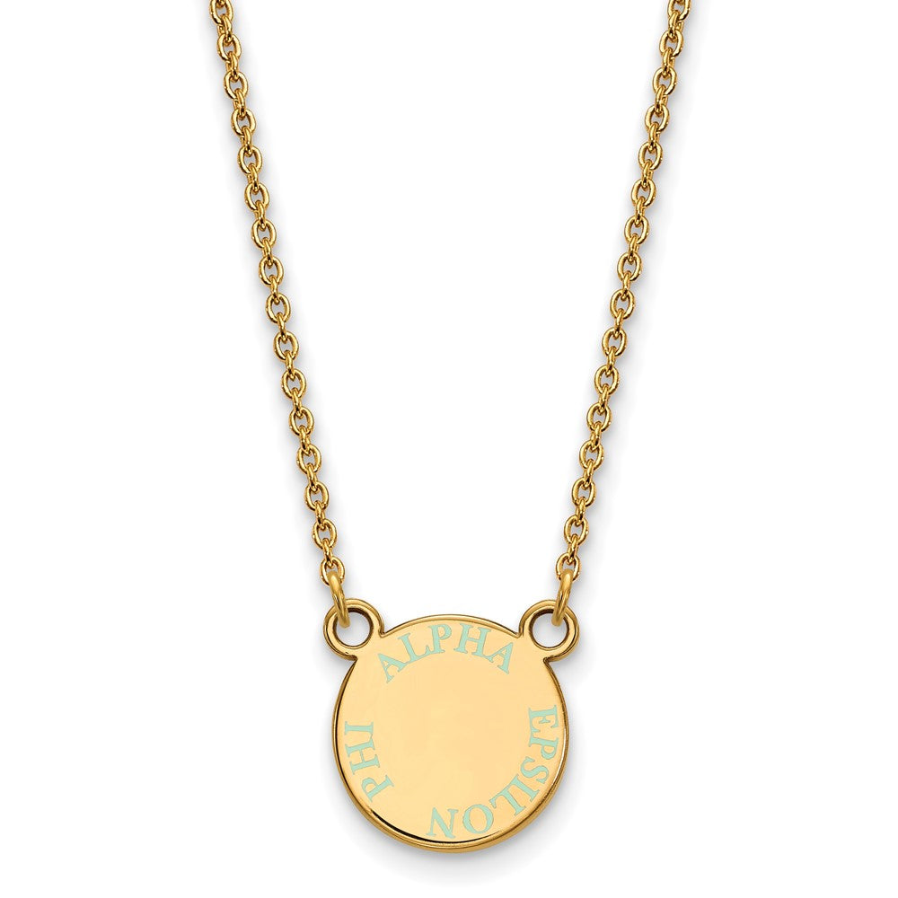 Gold Plated Sterling Silver Logoart Alpha Epsilon Phi Extra Sorority Text Small Color Enamel Pendant 18 Inch Necklace