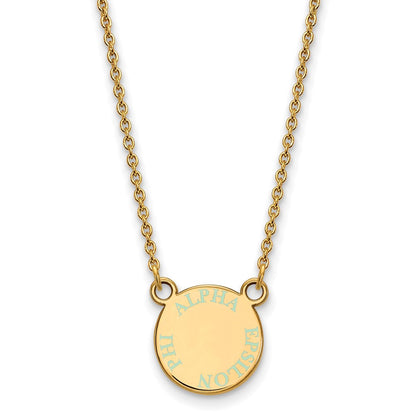 Gold Plated Sterling Silver Logoart Alpha Epsilon Phi Extra Sorority Text Small Color Enamel Pendant 18 Inch Necklace