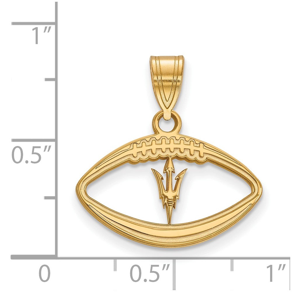 Gold Plated Sterling Silver Logoart Arizona State University Pitchfork In Football Pendant