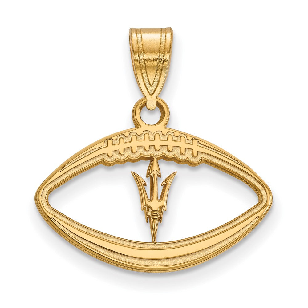 Gold Plated Sterling Silver Logoart Arizona State University Pitchfork In Football Pendant