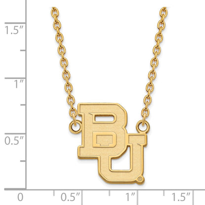 Gold Plated Sterling Silver Logoart Baylor University Bears Large Pendant 18 Inch Necklace