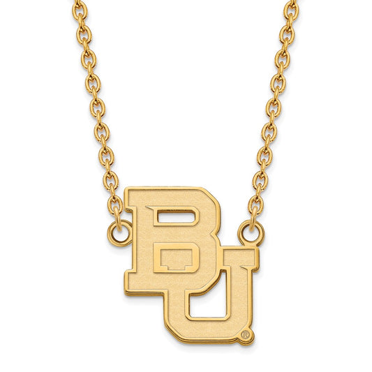 10K Yellow Gold Logoart Baylor University Bears Large Pendant 18 Inch Necklace