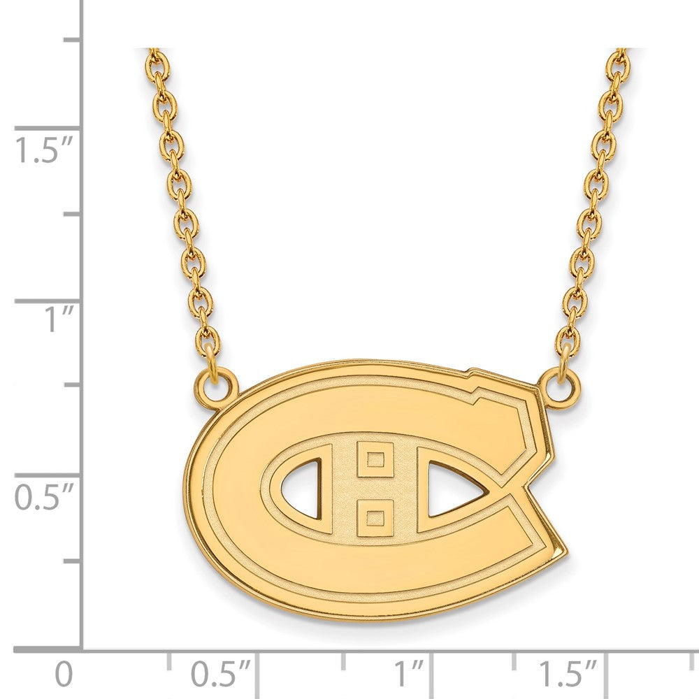 10K Yellow Gold Nhl Logoart Montreal Canadiens Large Pendant 18 Inch Necklace