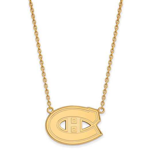 10K Yellow Gold Nhl Logoart Montreal Canadiens Large Pendant 18 Inch Necklace