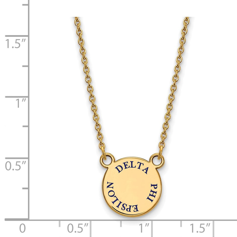 Gold Plated Sterling Silver Logoart Delta Phi Epsilon Sorority Text Small Color Enamel Pendant 18 Inch Necklace