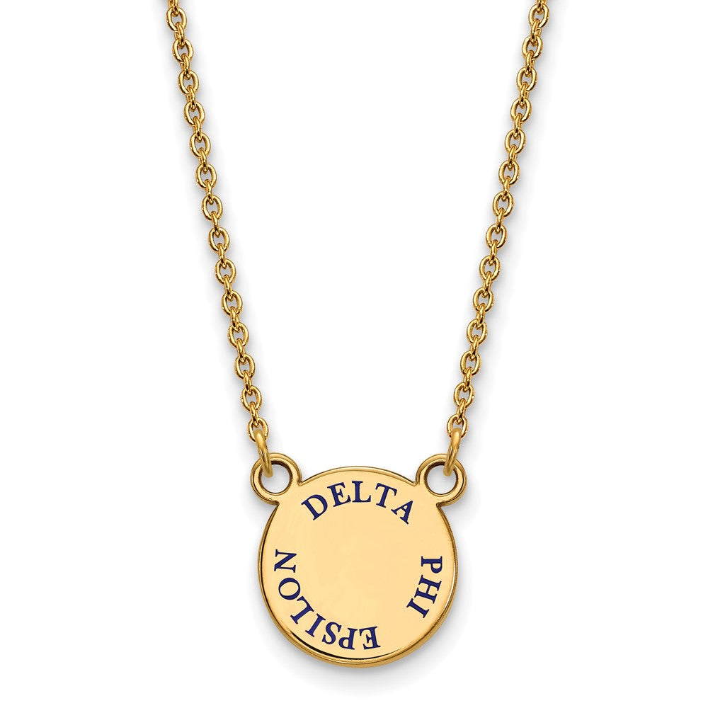 Gold Plated Sterling Silver Logoart Delta Phi Epsilon Sorority Text Small Color Enamel Pendant 18 Inch Necklace
