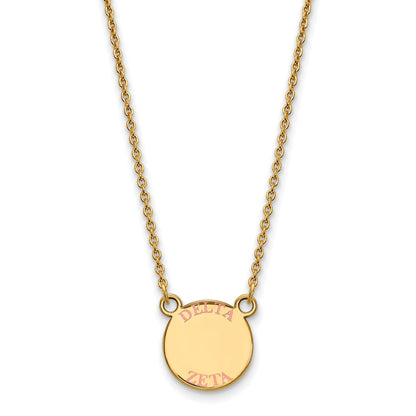 Gold Plated Sterling Silver Logoart Delta Zeta Sorority Text Small Color Enamel Pendant 18 Inch Necklace