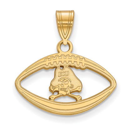 Gold Plated Sterling Silver Logoart East Carolina University Pirate Football Pendant