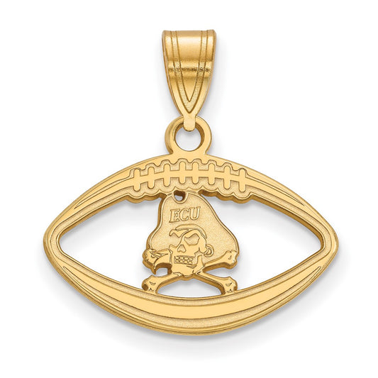Gold Plated Sterling Silver Logoart East Carolina University Pirate Football Pendant