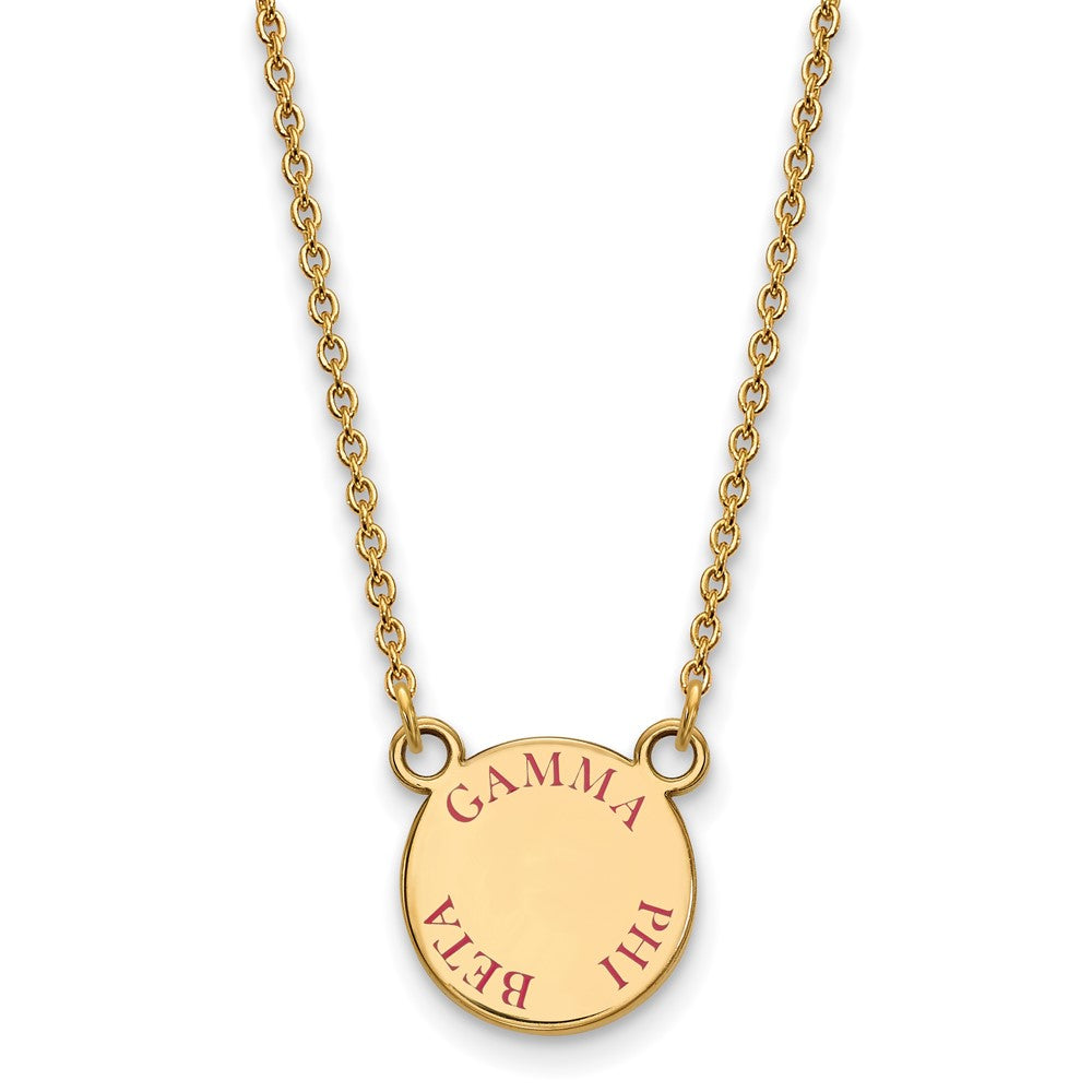 Gold Plated Sterling Silver Logoart Gamma Phi Beta Sorority Text Small Color Enamel Pendant 18 Inch Necklace
