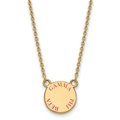 Gold Plated Sterling Silver Logoart Gamma Phi Beta Sorority Text Small Color Enamel Pendant 18 Inch Necklace